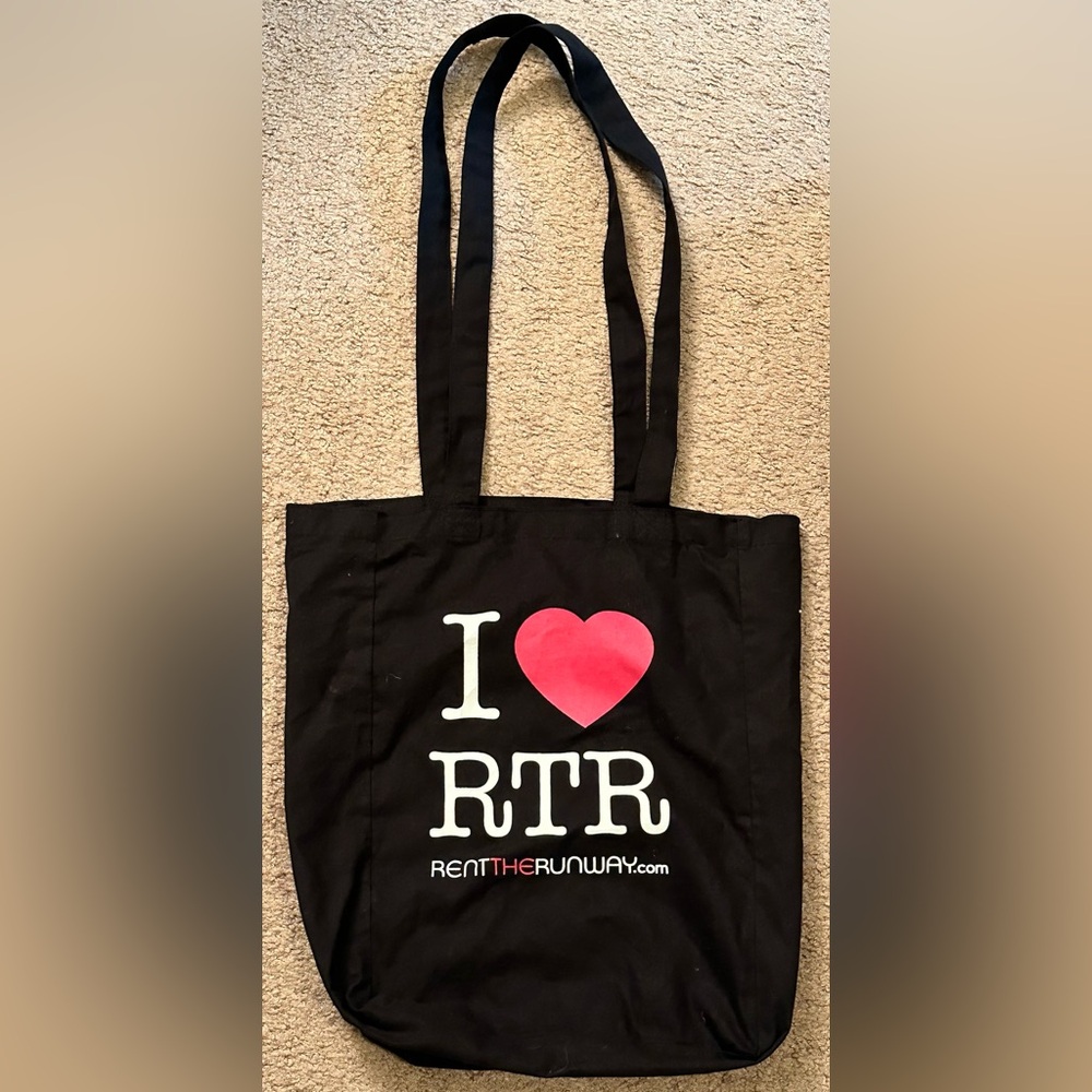 Rent the Runway Black Tote Bag with Pink Heart Design